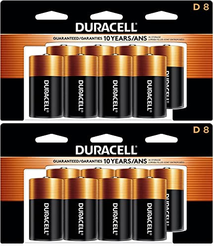 Duracell Coppertop - Pilas Tipo D, Baterías D Alcalinas, Paquete de 8 Unidades, batería D con energía de Larga duración, Multiusos para Dispositivos domésticos y de Oficina (Paquete de 2)