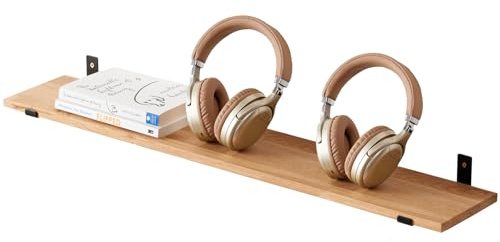 TREOAKWIS Schweberegal aus Eiche Massiv, Wandregal Holz Regale 90cm Wandboard für Badezimmer, Schlafzimmer, Wohnzimmer, Küche, Office, Waschküche und Rustikale Wandregale zur Aufbewahrung
