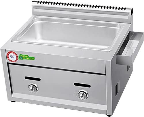 Friteuse à gaz extérieure commerciale, friteuse au propane de bureau en acier inoxydable de cuisine de restaurant professionnel, friteuse à double cylindre multifonction, friteuse avec panier et couve