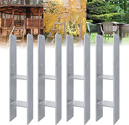 ACXIN 4 Stück H-Pfostenträger H-Anker Pfostenanker Set in Rostfreier Stahl mit Beschichtung, für feste Installationen im Freien, 121x600mm, 5mm Materialstärke