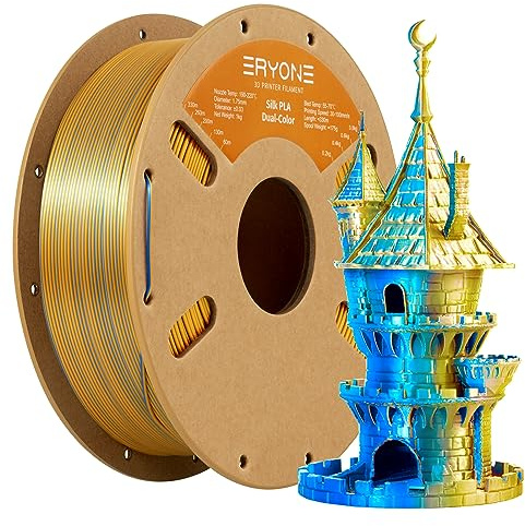 ERYONE Silk PLA Filament 1.75 mm, 3D Drucker Filament PLA Silk,+/- 0.03 mm,Seidiges Mehrfarbiges PLA-Filament,1 kg/Spule,Dual Seiden PLA，Gold & Blau