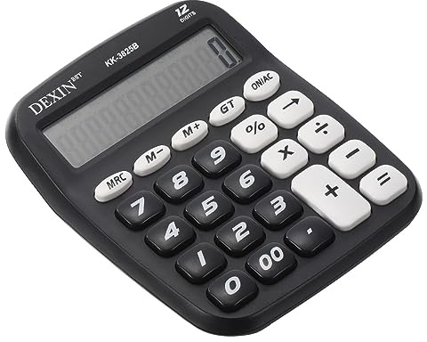 PATIKIL Scrivania Calcolatore, ABS Plastica Standard Funzione 12 Digits Grande LCD Esposizione Electronic Calcolatore Alimentazione per Casa Ufficio Desktop, Nero
