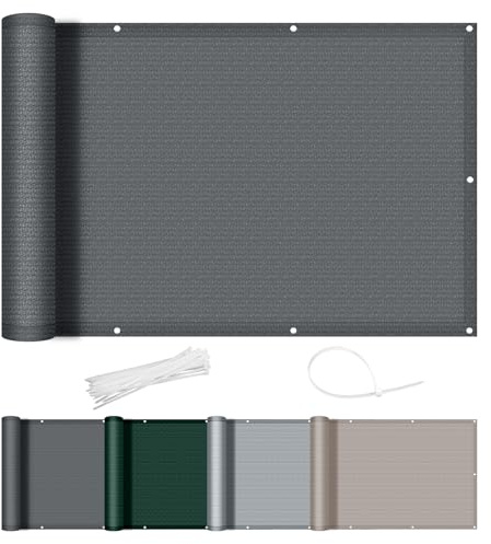 AXT SHADE Balkon Sichtschutz 80x600cm HDPE Balkonverkleidung Balkonabdeckung Balkonbespannung Blickdichte Windschutz und UV-Schutz mit Kabelbinder für Balkongeländer-Anthrazit