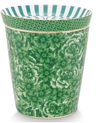Pip Studio Royal Flower Becher & Teebeutelablage Set grün 230 ml