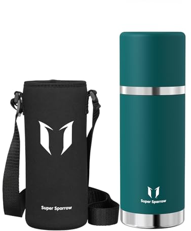 Super Sparrow Trinkflasche Edelstahl - Thermoskanne 500ml/750ml/1000ml - BPA-Frei Thermosflasche - Isolierflasche Auslaufsicherer Deckel Fungiert als Trinkbecher