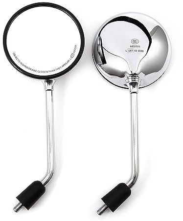 APEBAZY Motorcycle Rear View Mirror, Classic Retro Round Handlebar Side Mirror with 8 mm 10 mm Screws and Metal Shafts for ATV Scooter Dirt Bike Cruiser