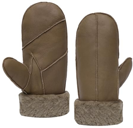 MGGMOKAY Damen Lammfell Shearling Fäustlinge Warme Winter Lederhandschuhe