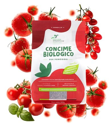 NaturaOrganica | Concime Biologico per Pomodori 980 Gr Fertilizzante Naturale per Tutte le Varietà di Pomodoro Concime Granulare Specifico per Pomodori di Agricoltura Biologica