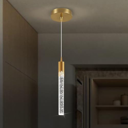 kaixunl Lámpara colgante de columna de cristal LED de 1 luz Mini lámpara colgante de techo Iluminación colgante de burbujas para isla de cocina Baño Comedor Bar Regulable 2700K 4500K 6000K