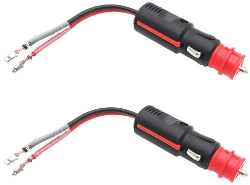 Dujelixa 2Pcs Car Cigarette Lighter Adapter, 10cm 16AWG Extension Cable, 12V, 15A Fuse, Suitable for Most Cars Trucks