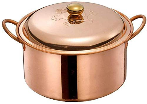 HUIHHAO Pfannen mit Auflauf Suppentopf handgemachter Kupfer Suppentopf Schmorpfanne Herd vertiefen Dicker Kupfertopf Kupfertopf Schmortopf Kupfertopf Heimtopf Perfekt for Frühstück(24cm)