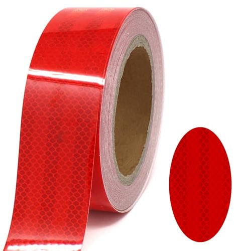 Reflektierendes Klebeband 10m X 5cm Selbstklebend Reflektor Klebeband Rot | Hohe Intensität Reflektorbänder Weiß Reflektoren Aufkleber Wasserdicht Aufkleber Reflektierend für Fahrrad, Fahrzeuge, Autos
