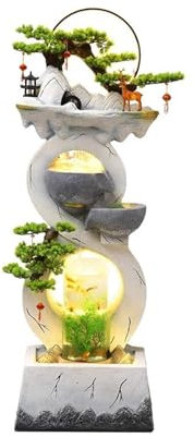 Fontaine de Jardin Ornements d'eau, eau à circulation automatique, nouvel aquarium chinois moderne for la maison et le bureau, ornements de paysage de sol extérieur Fontaine Exterieure(Blanc,L)