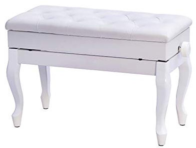 GZSLKSCD Klavierbank, höhenverstellbare Klavierbank, Bequeme Keyboardbank aus Leder mit hochfederndem Schwammkissen und Ablagefach (weiß)