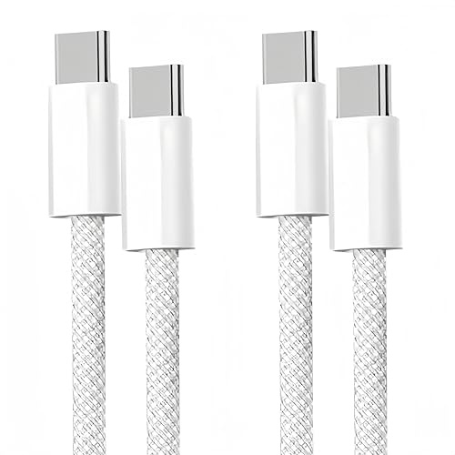 USB C to USB C Charger Cable, [2Pack 2m/6.6ft] 60W Nylon Braided Type C Fast Charging for Phone 16 15 Pro Max/Pro/Plus Samsung Galaxy S24 S23 S22 Ultra Pixel 7 6 PS5 etc.