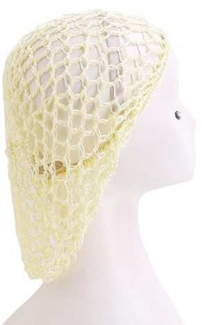 4 Schweißbänder Haarnetz Kopf dick kurz lang Frauen Haarnetz zum Schlafen Häkeln Haarnetz Haarschmuck Haar für Frauen Mädchen gewelltes Haarband, gelb, 1 count (Pack of 1)
