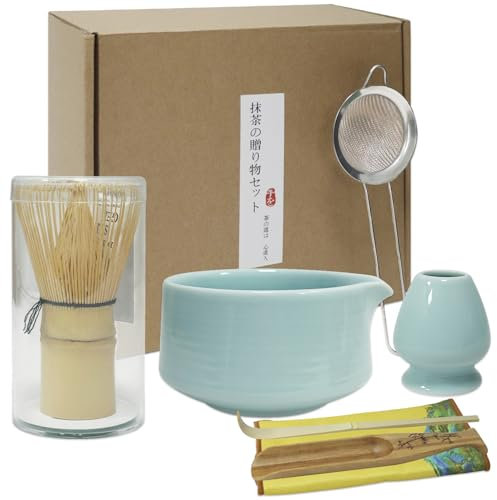 AGOPLEE Matcha Tea Set - Matcha Whisk Set with Whisk, Whisk Holder, Ceramic Matcha Bowl, 2 Teaspoons - Japanese Accessories for Matcha Ceremony, Perfect for Preparation(Patented)