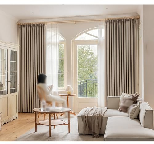 Verdunkelnd Einfarbig Vorhänge, Thermo Blickdichte Gardinen Kälteschutz Energieeffizient Lärmschutz Abdunkelnde Vorhang für Wohnzimmer Schlafzimmer Büro, 1 Stücks(BxH)(Brown,200x250cm(79x98in))