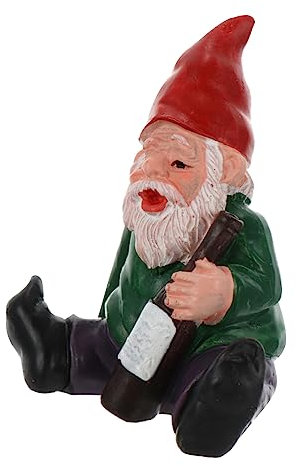 POPETPOP Harzornament Gartenzwerg Gartenornament Outdoor Wetterfest Sitzender Betrunkener Zwerg Gartendeko Harzskulptur Für Tisch Und Garten