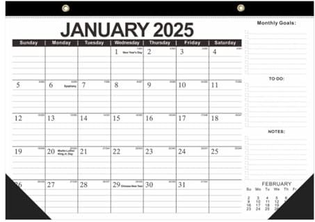2025 Monats-Schreibtischunterlage-Kalender, groß, 53,3 x 43,2 cm, Schreibtischunterlage, Kalender, Hühner-Daddies, Kalender 2022 (Schwarz, Einheitsgröße)