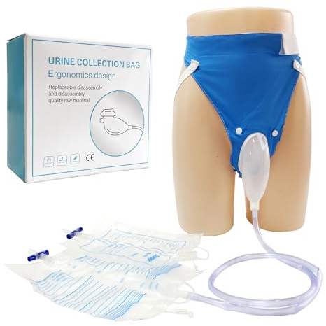 DWCHECK Wearable Urine Collection Bag External Catheter for Women, Reusable Portable Silicone Urinal with 1000ml and 2000ml Urine Catheter Bags,Blue