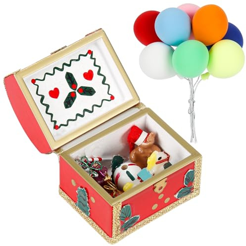 Puppenhaus Zubehör Miniatur Geschenkkasten Miniatur Ballon 8 Stück 1/12 Miniatur Zubehör Wichtelbox Puppenhaus Weihnachten Zubehör Weihnachtsdeko Puppenhaus
