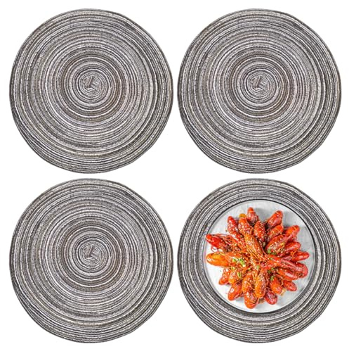 4 Pcs Set de Table Tressé en Coton Résistantes, Sets de Table Ronds Tressés
