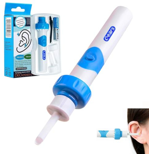 EarClean – Saubere Ohren in Sekunden – ohne Wattestäbchen Elektrischer Ohrenschmalz - Entferner Set mit 2 Waschbaren Ersatzköpfen, Sicher und Weich, geeignet für Kinder und Erwachsene