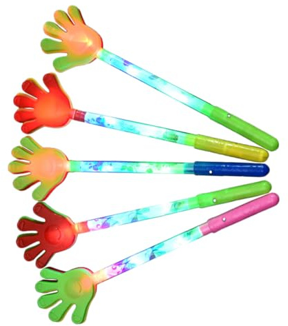 ABOOFAN 5Pcs Light-up Hand Clappers for Party Cheering Props Plastic Long Palm Noise Makers for Birthday Sports Events School Celebrations Easy to Hold and Use