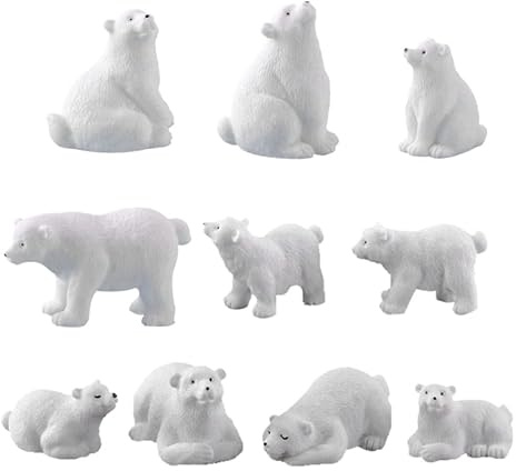 Toyvian 10 Pièces Mini Ornement d'ours Polaire Figurine Ours Polaire Miniature Décoration De Jardinage pour Jardin Cour Balcon Micro Paysage Compacte pour Maison
