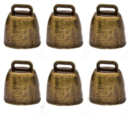 Granmagazz - Campane anti-smarrimento, 6 pezzi, campanelle in rame, campane in metallo anticato, campane in ottone per animali domestici, piccole campane in ottone, antifurto