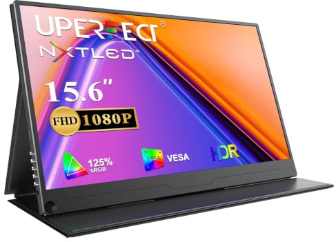 UPERFECT 15,6 NxtLED Portable Monitor, Full HD 500 Nits 2000:1 125% sRGB | Augenschonender Laptop-Monitor, Zweiter Bildschirm mit USB-C HDMI für PC Laptop Handy Mini-PC Spielekonsolen, VESA-kompatibel