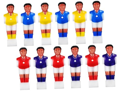 Vaguelly 12 Pezzi Figure di Calcio Balilla in Plastica Resistenti, Accessori per Calcio da Tavolo Giocatori Colorati Blu, Giallo, Rosso e Viola per Sostituzione e Gioco Arcade