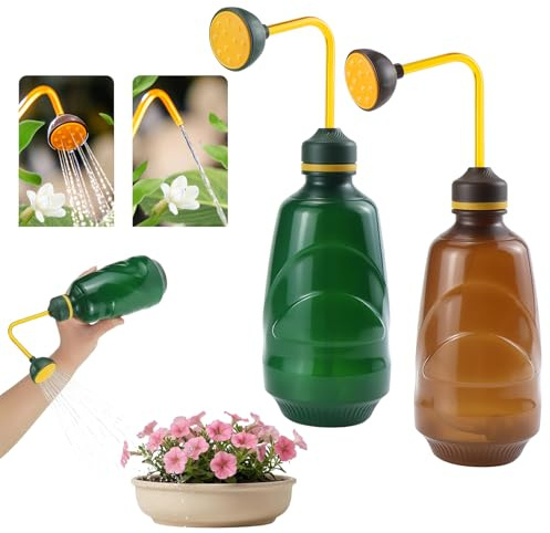 Regadera pequeña 2 en 1 con alcachofa de bola, pulverizador de 450 ml para riego preciso de plantas sensibles, bonsái y cultivo, con cabezal de riego de 360° y peso de la manguera, ideal para plantas