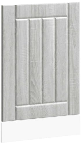 WRJENFSC Panneau de lave-vaisselle Lucca 45 cm, façade pour lave-vaisselle encastré, façade de cuisine en bois, panneau avant en design Sonoma gris, dimensions 45 x 1,5 x 67 cm
