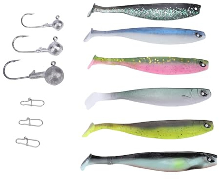 FILFEEL Kit för Fiskedrag – 60 St Silikon och Mjuka Beten, Spinnare, fjäder- och Räkor med Redskapslåda – Tillbehör för sötvattens- och Saltvattenfiske för Bas, öring, Snook