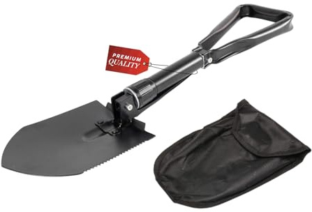 OWIJI Pala da Giardino con Manico Pieghevole da 60 cm Multifunzionale Badile Vanga in Acciaio con Borsa Portatile Pale per Giardinaggio Campeggio Escursionismo Outdoor