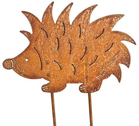 Spina giardino hedgehog 25 cm x 16 cm metallo ruggine Decorativa da giardino ruggine