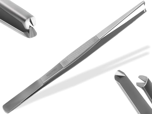 Profi Pinzette Gerade 20 cm mit V-Innenzahnung aus Rostfreiem Edelstahl | Universal Zange für Anwendungen im Hobby-, Modellbau- und Bastelbereich