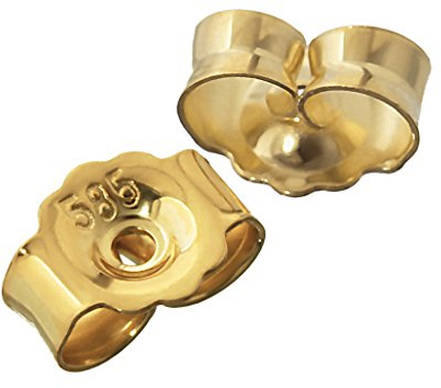 NKlaus Gegenstecker Gold 585 Echtgold für Ohrstecker, 5,2 mm, 2 Stück | Butterfly-Ohrmuttern aus 14 Karat Gelbgold; Loch Ø 0,8 mm, Paargewicht 0,163 g, sicherer Halt für Ohrringe