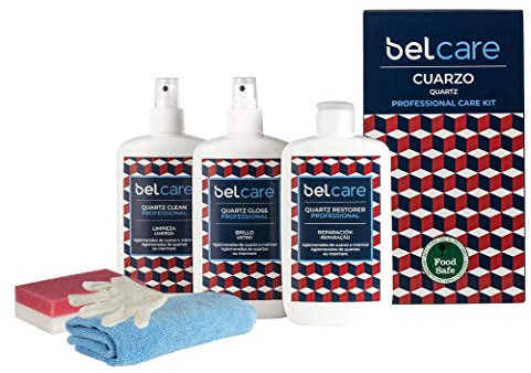 BELCARE - Kit di Pulizia (Pulitore, Lucidatrice e Riparatore) per Piani di Lavoro al Quarzo Silestone - Pacchetto Completo per i Vostri Piani di Lavoro