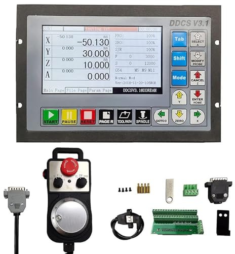 RATTMMOTOR CNC steuerung System DDCS V3.1,Offline Motion Controller PLC 500kHz + 100PPR CNC Handrad MPG mit Not-Aus-Schalter für Schrittmotor/Servomotor