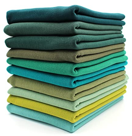 VmG-Store 10x 0,25m Bündchenstoff Set Schlauchware 70cm breit 95% Baumwolle, 5% Elasthan Auswahl Jersey (Grüntöne, 10er Set)
