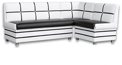 Rodnik Eckbank Korsika Maxi 213x142cm, Sitzbank gepolstert, mit Truhen, Kunstleder Schwarz Weiß, Stauraum