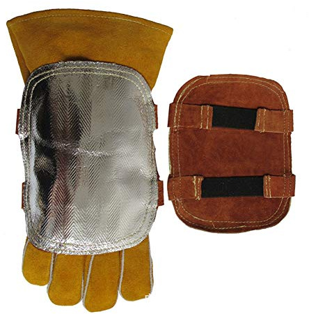 Sonew Welding Hand Shield, High Temperature Hand Guard Shield, Heat Shield Split Cowhide Leather Aluminized Back Welding Hand Pad for Industrial Boiler Metal Smelting