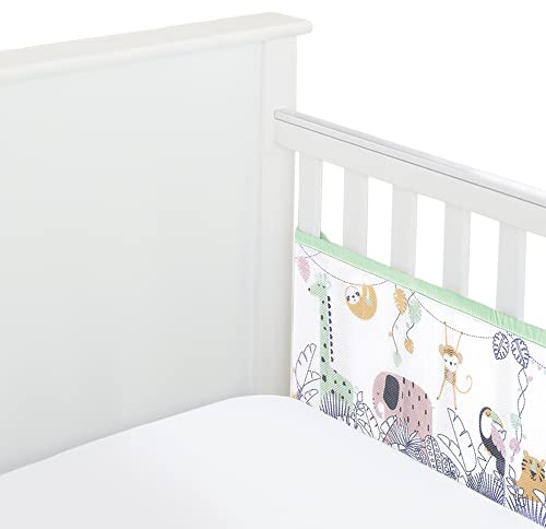 BreathableBaby, Klassisches 3 mm atmungsaktives Netzfutter für Kinderbetten mit 120 x 60 cm oder 140 x 70 cm Matratze, Regenwald, deckt 2 Seiten ab, Nicht gepolsterte einlagige Nestchen-Alternative,