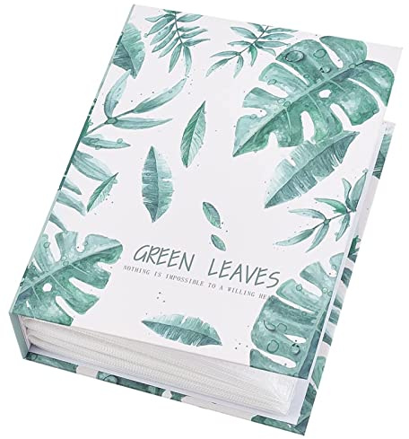 NICENEEDED Nagelsticker-Sammelbuch mit 100 Fächern, leeres Album für Nagelsticker, Nageldekorbuch mit grünem Blatt-Design, Ordner für Nail-Art-Zubehör, DIY-Sticker-Aufbewahrung, Fotos