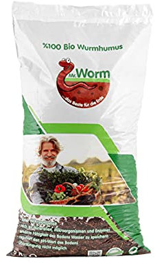 Mr. Worm organischer Bio Dünger, Wurmhumus, Universaldünger m. Langzeitwirkung, Pflanzendünger f. gesundes u. kräftiges Wachstum, Naturdünger f. ausgelaugte Böden, Bodenaktivator, im 5kg (7Liter) Sack