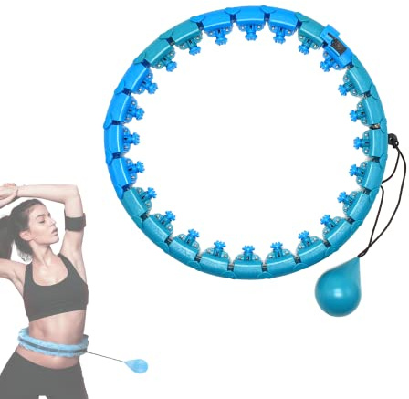 Hula Hoop Fitness con Peso. Aro Fitness Inteligente para Adultos con Masaje 360°. Aro Deportivo con 24 Secciones Ajustable a la Cintura hasta 130 cm de Circunferencia.