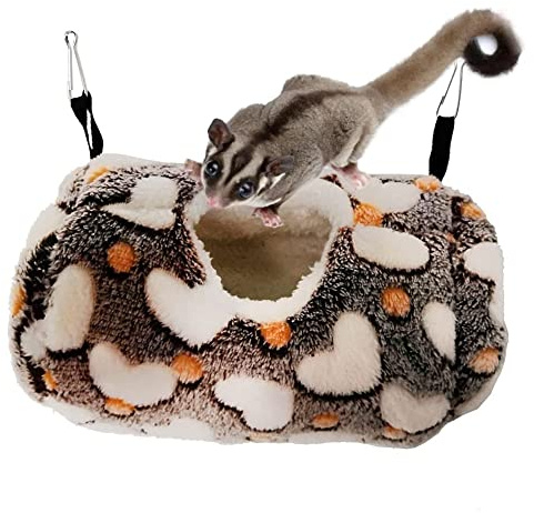 Litewoo Sugar Glider Sleeping Pouch Small Animal Hammock, Hanging Bed Warm Cotton Nest for Rat Hamster Gerbil Sugar Glider Chinchilla Squirrel Guinea Pig (Coffee)